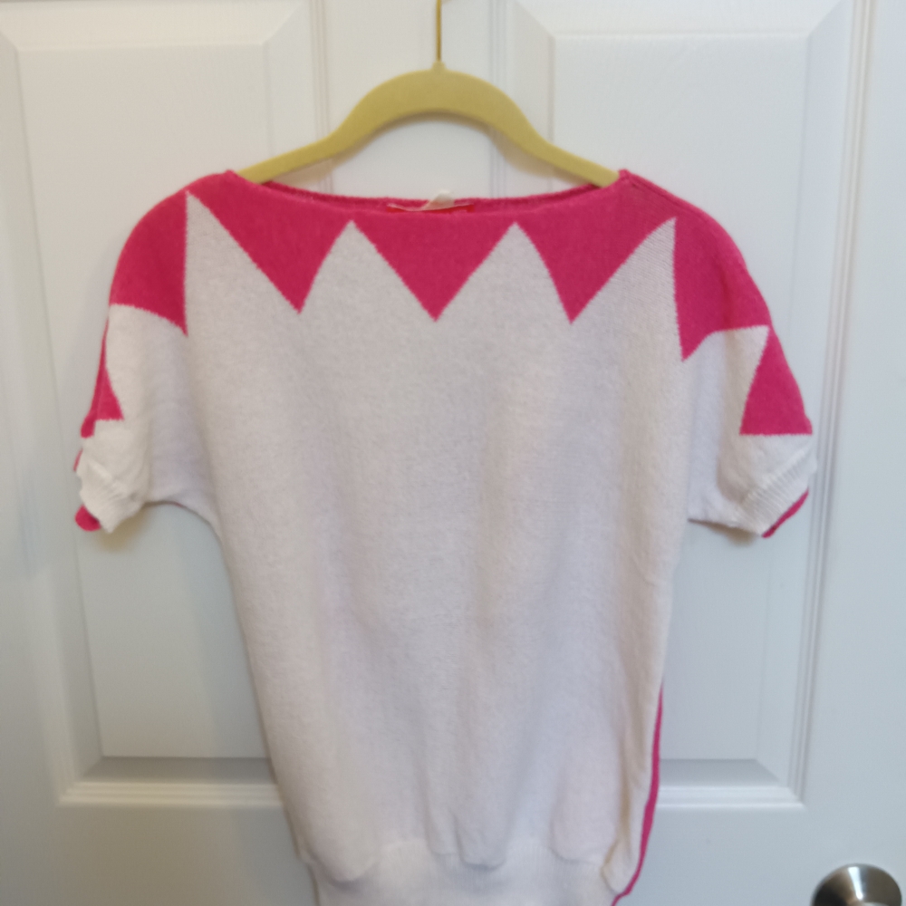 Pink and White Geometric Sweater